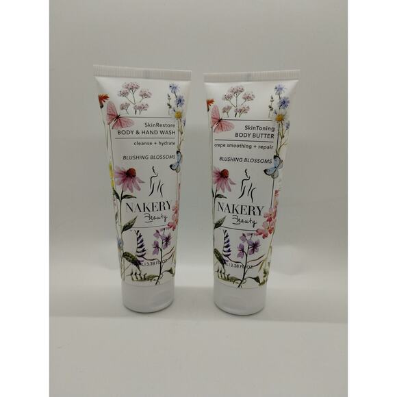 Nakery Beauty Set Body Wash + SkinToning Body Butter Blushing Blossoms 3.38 oz - Picture 1 of 3